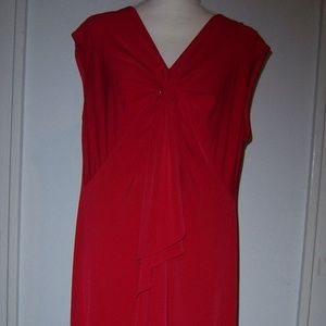 London Times 18W Red Dress Knotted Cap Sleeve